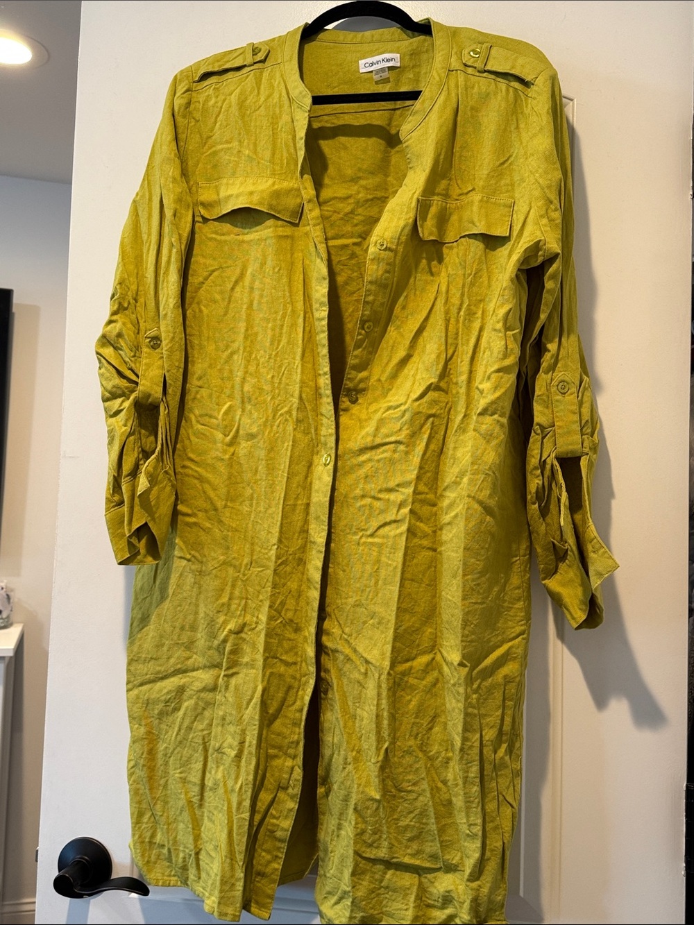 Calvin Klein Women's Utility Shirt Dress - Chartreuse Green